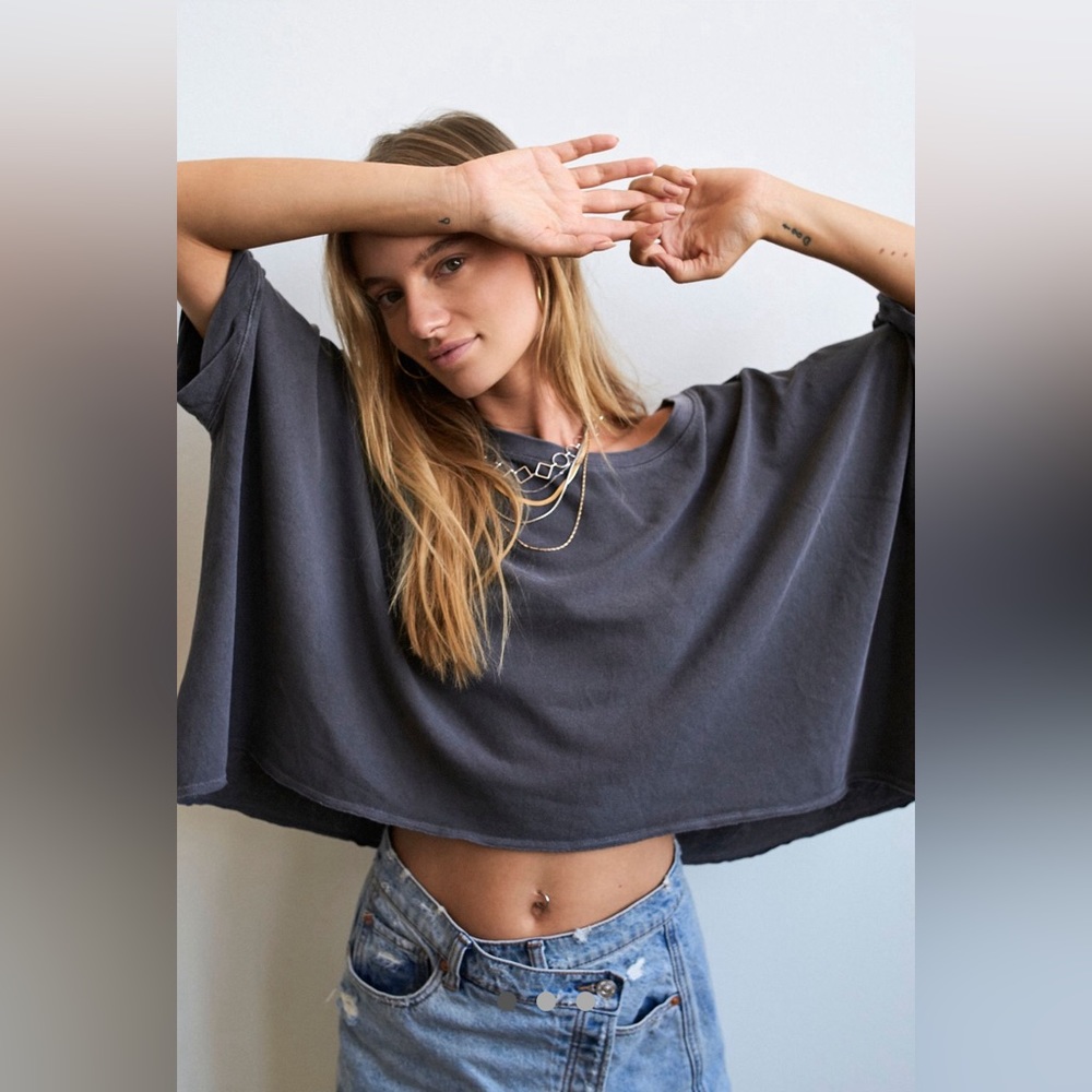 FREE PEOPLE - we the free cc tee, size S. WASHED BLACK